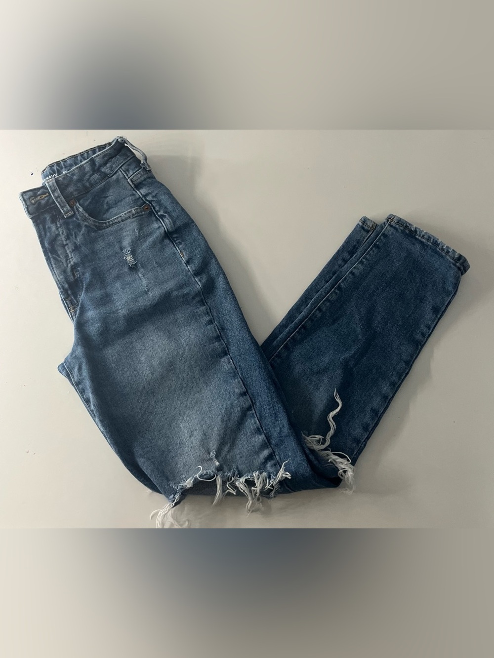 Old Navy Straight-Leg Distressed Jeans - Dark Blue